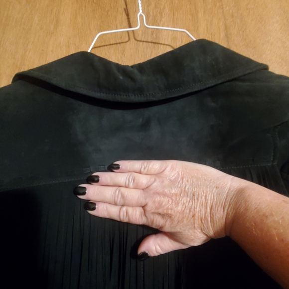 PAIGE DARLENE FRINGED SUEDE LEATHER. CROPPED. BLACK. OPEN  XS - Picture 13 of 13